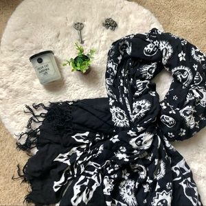 Sun, Moon, and Stars Scarf with Fringe